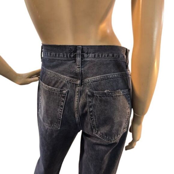 Agolde High Rise Button Fly Tapered Organic Jeans Womens Sz 26 Black Denim - Picture 7 of 12